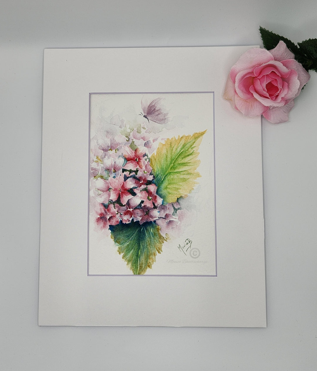 Pink Hydrangeas -water color mini painting