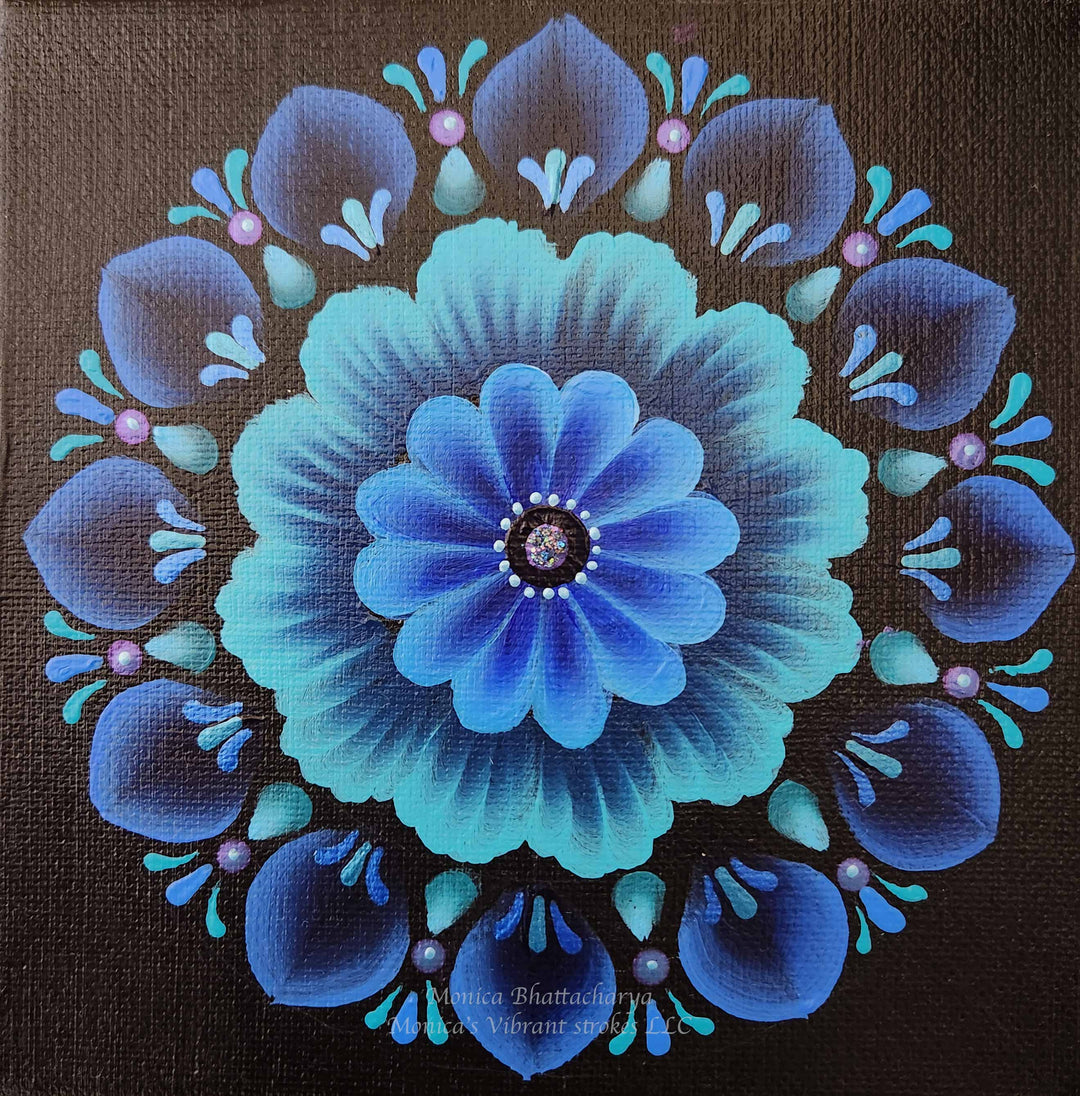 Stroked In Blue -Mini Mandala
