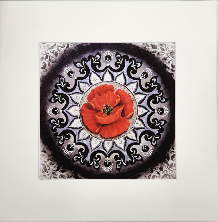 Poppy in the pattern -printed contemporary mandala