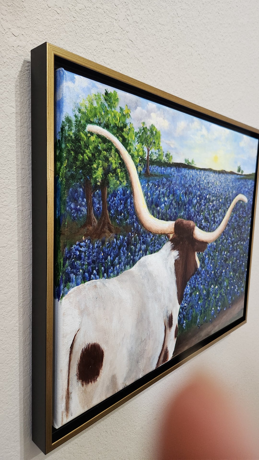 Enjoying the View-Texas Longhorn and Bluebonnets Painting