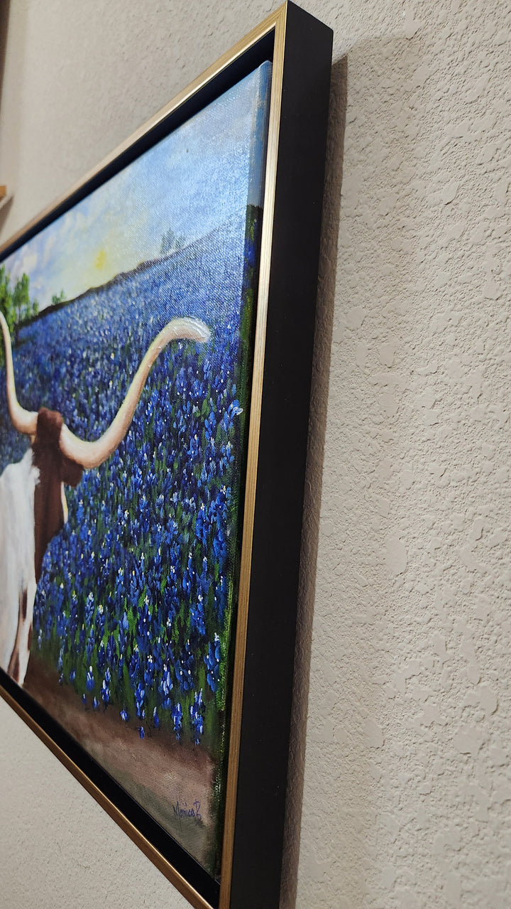 Enjoying the View-Texas Longhorn and Bluebonnets Painting