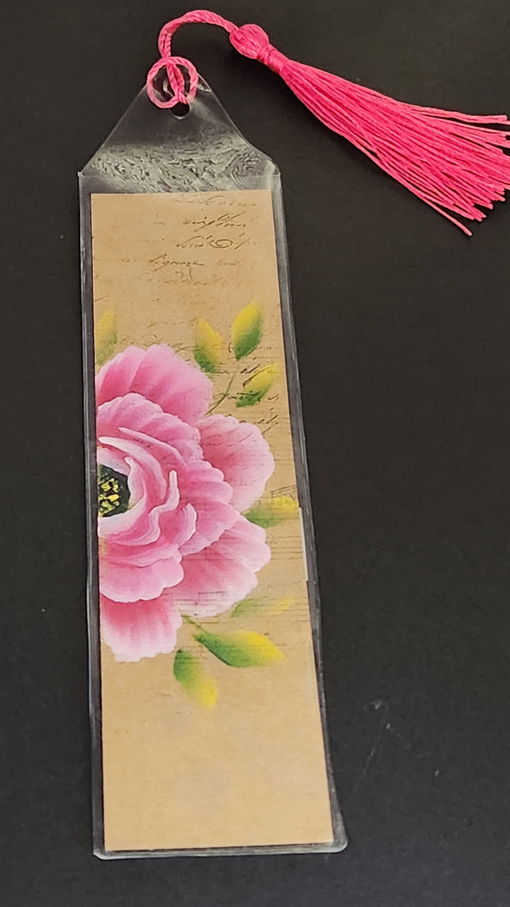 Hand Painted Book Mark -Pink Flower 1