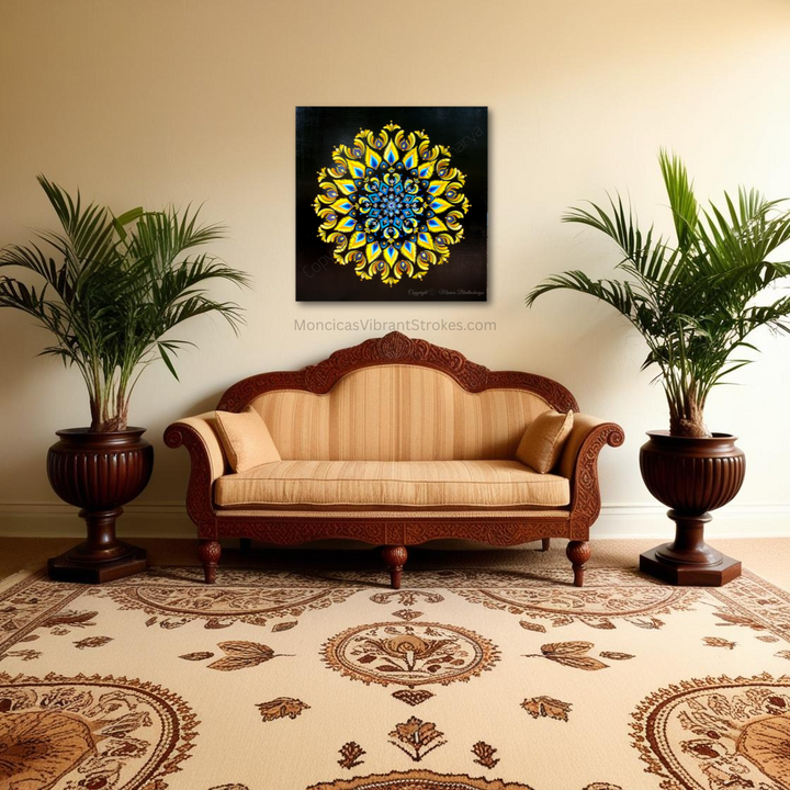 Fire and Ice mandala painting