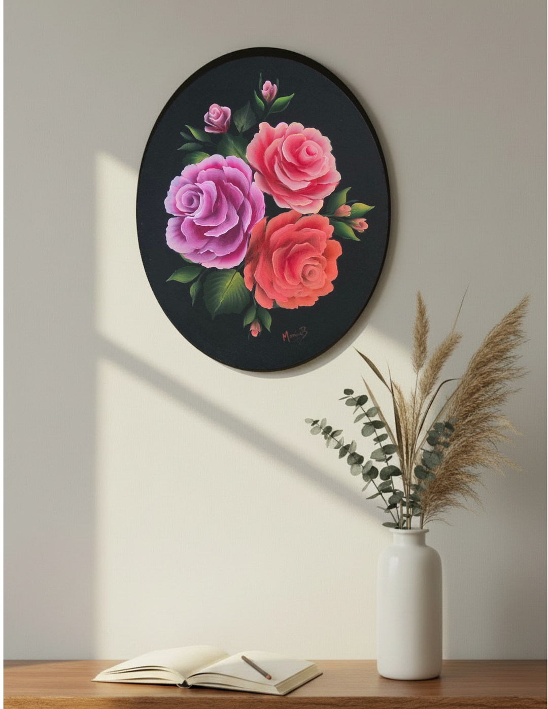 Roses On Oval canvas