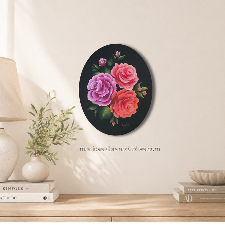 Roses On Oval canvas