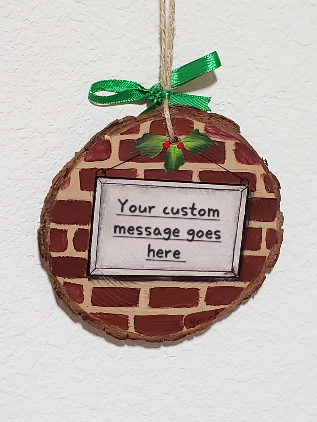Hand painted home portrait wooden ornament