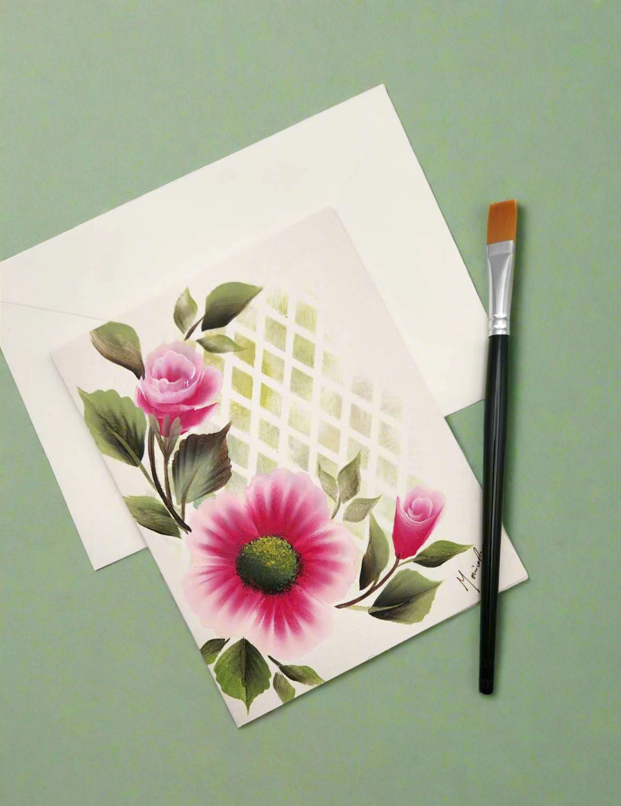 Hand painted floral card