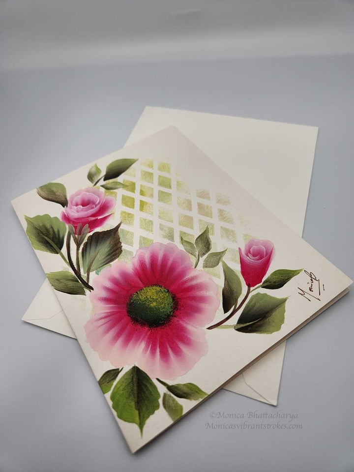 Hand painted floral card