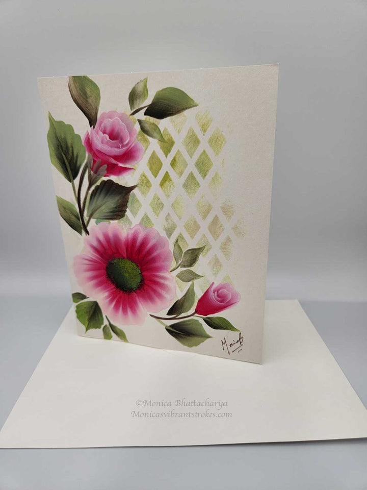 Hand painted floral card
