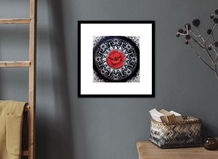 Poppy in the pattern -printed contemporary mandala