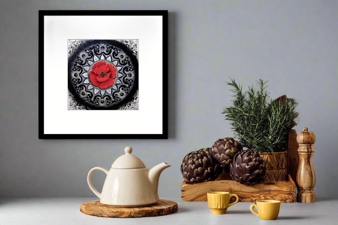 Poppy in the pattern -printed contemporary mandala